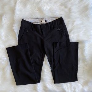 Black wide leg low rise work pants